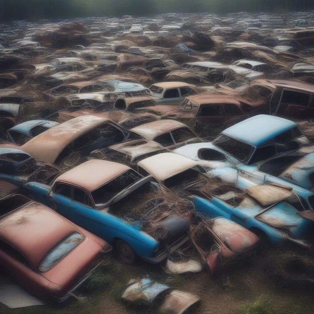 Old car junkyard