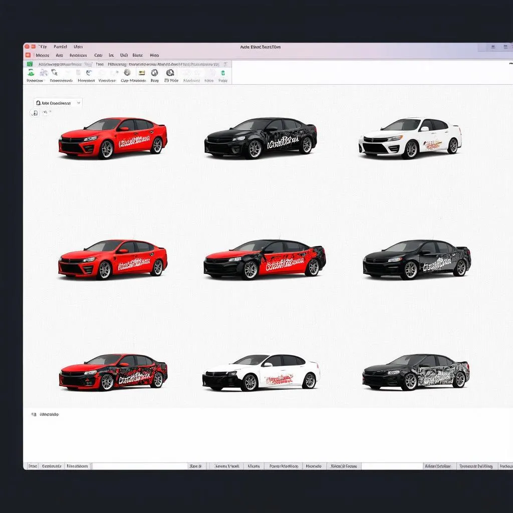 Car wrap design ideas on a computer screen