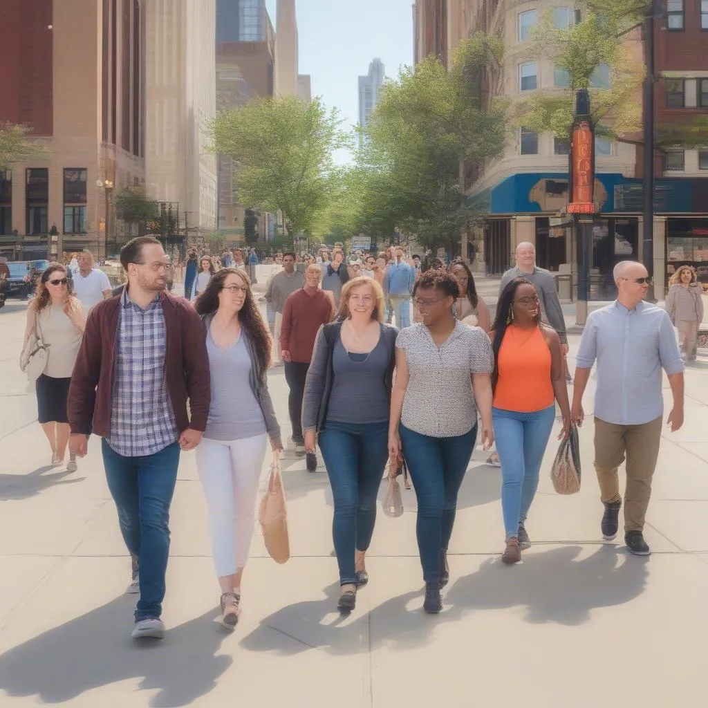 Chicago Residents Walking