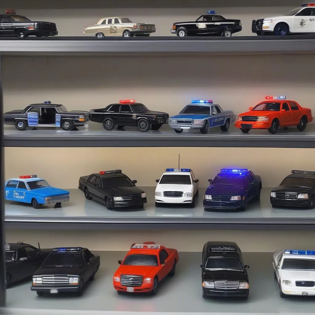 A collection of custom diecast police cars