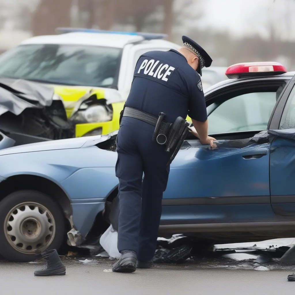 Police investigating car accident