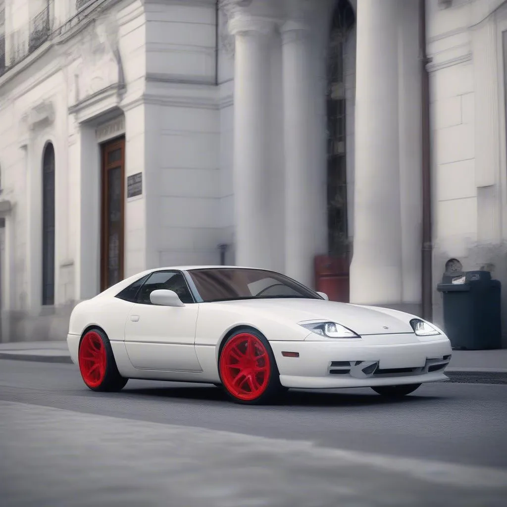 White Car with Red Wheels: A Bold Statement on the Road