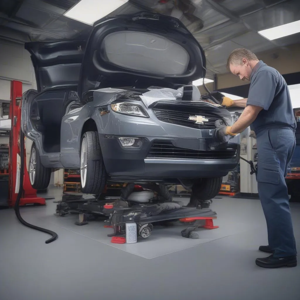 A Ron Tonkin Chevrolet technician performing routine maintenance on a European car