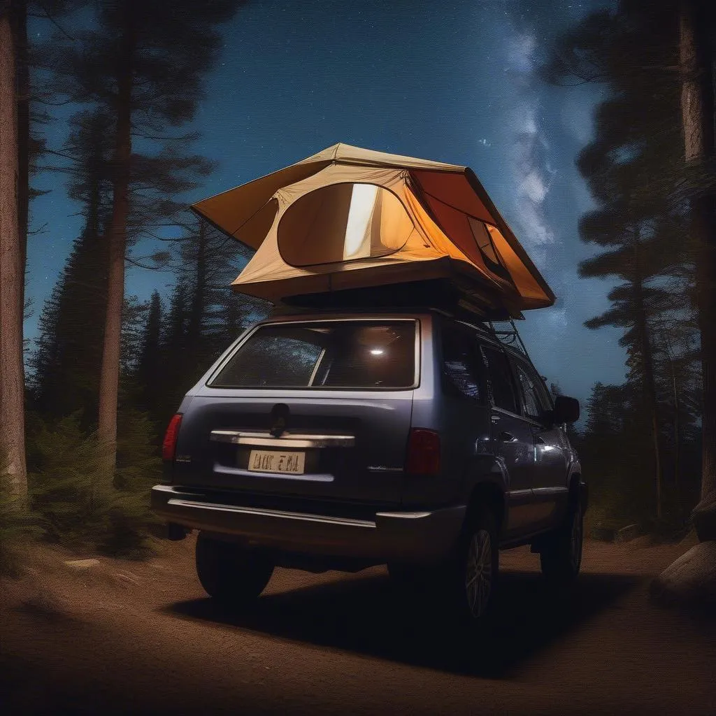 Camping under the stars in a roof tent