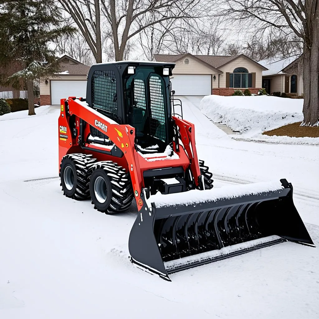 Snow Pusher Clearing Driveway