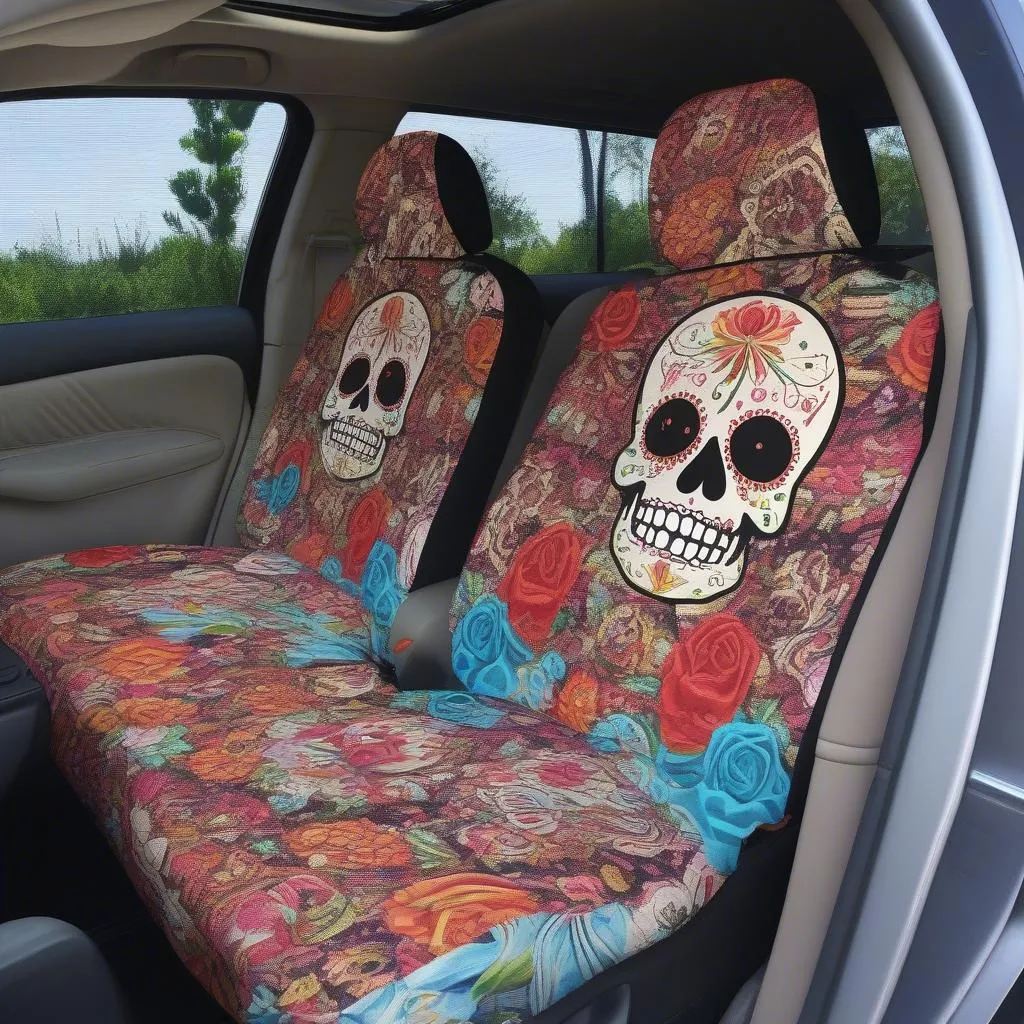 Sugar Skull Car Seat Cover Installation