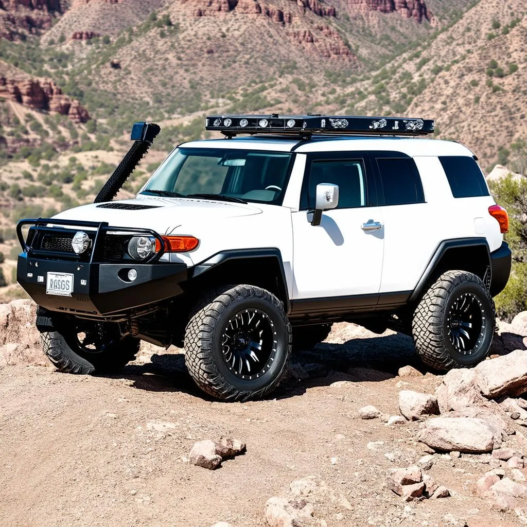 SUV with custom wheels and tires