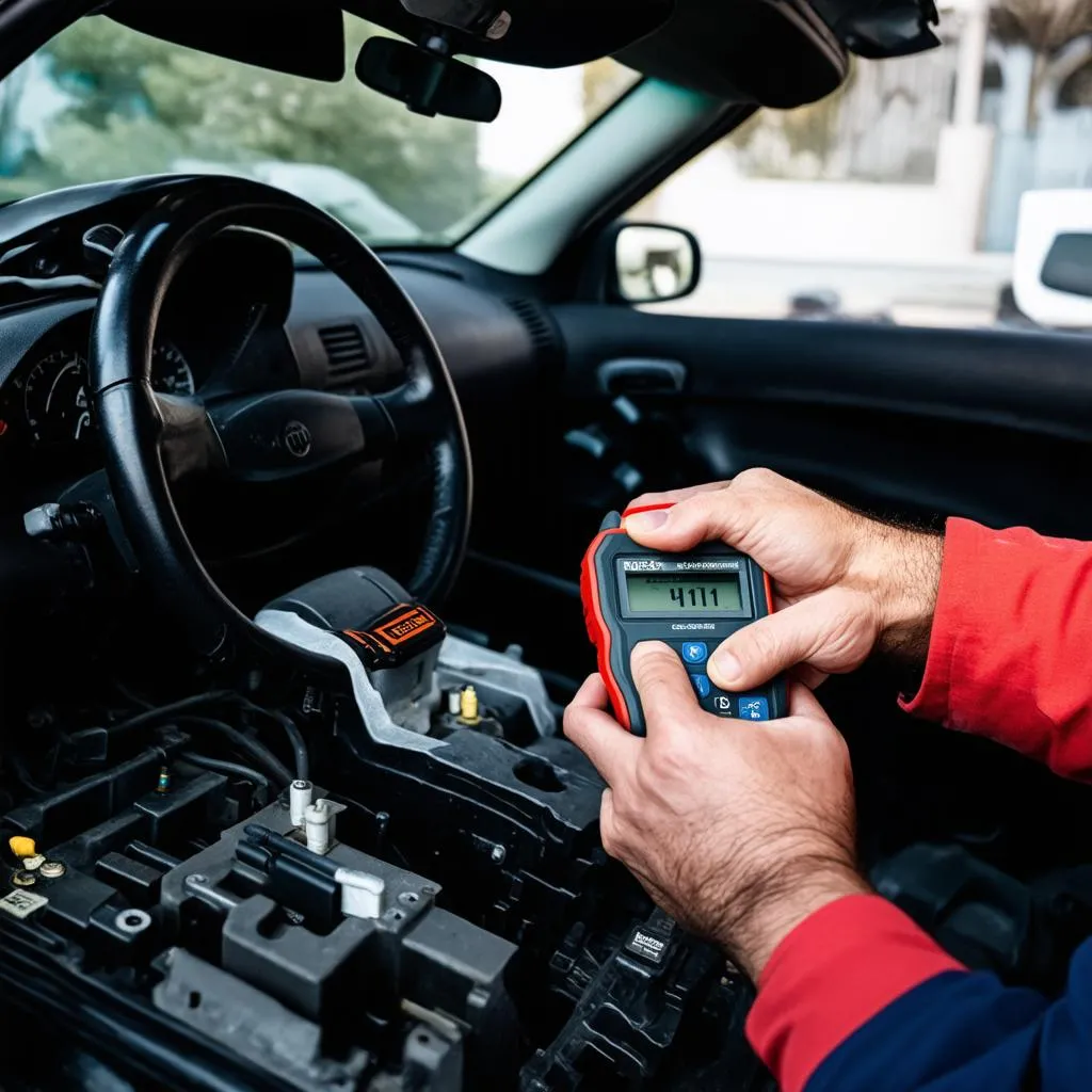 Technician Using Diagnostic Tool