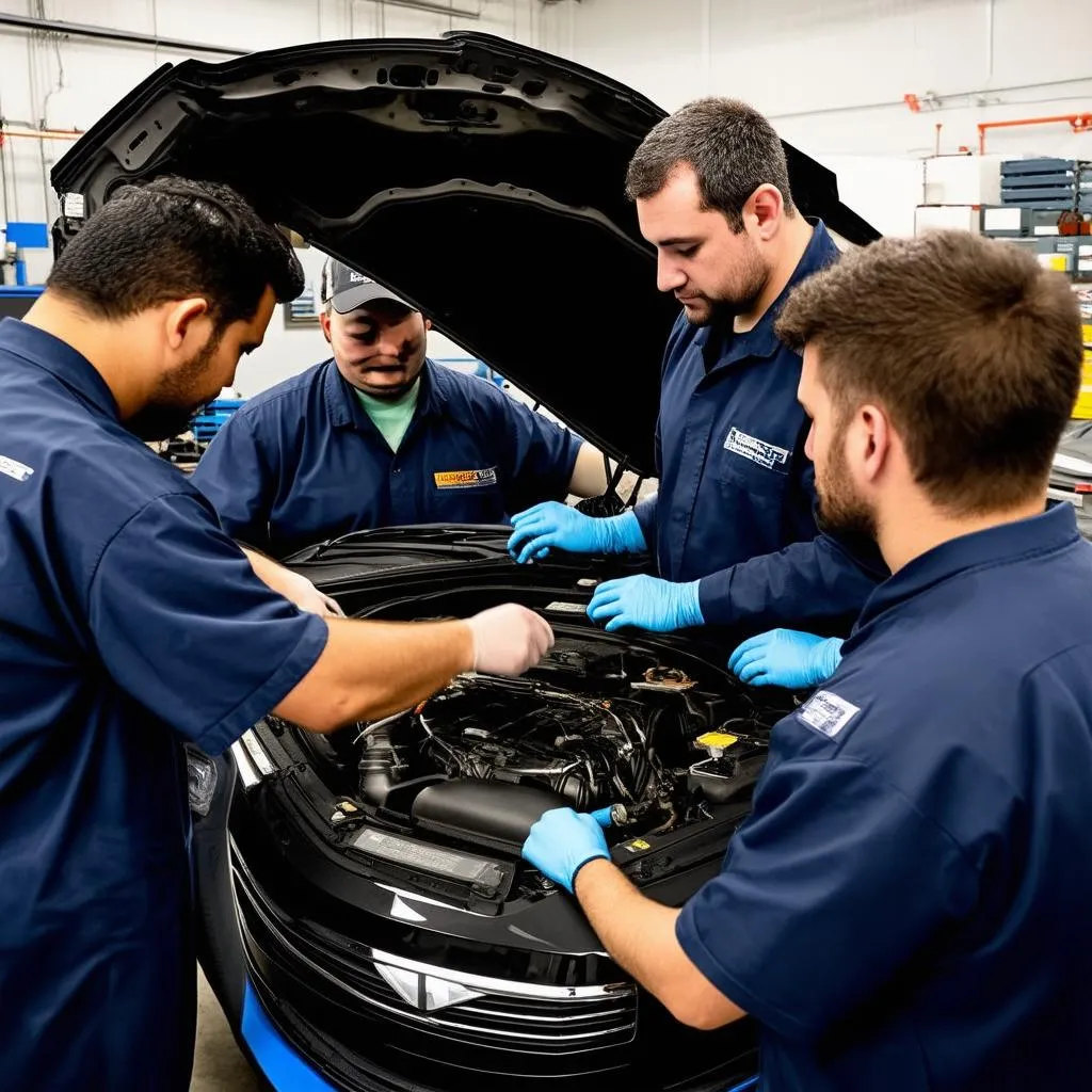 Technicians Working on Car