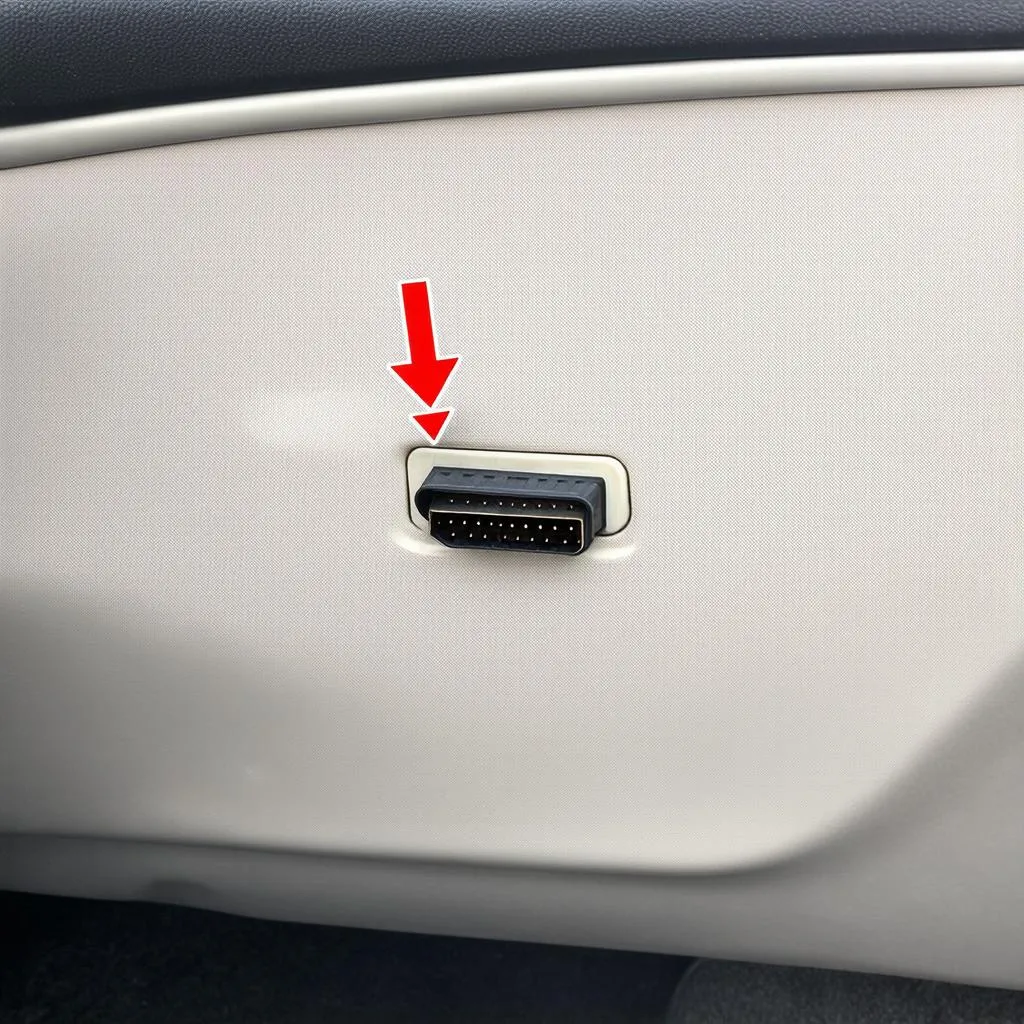 Diagram showing the location of the OBD port in a 2001 Toyota Camry