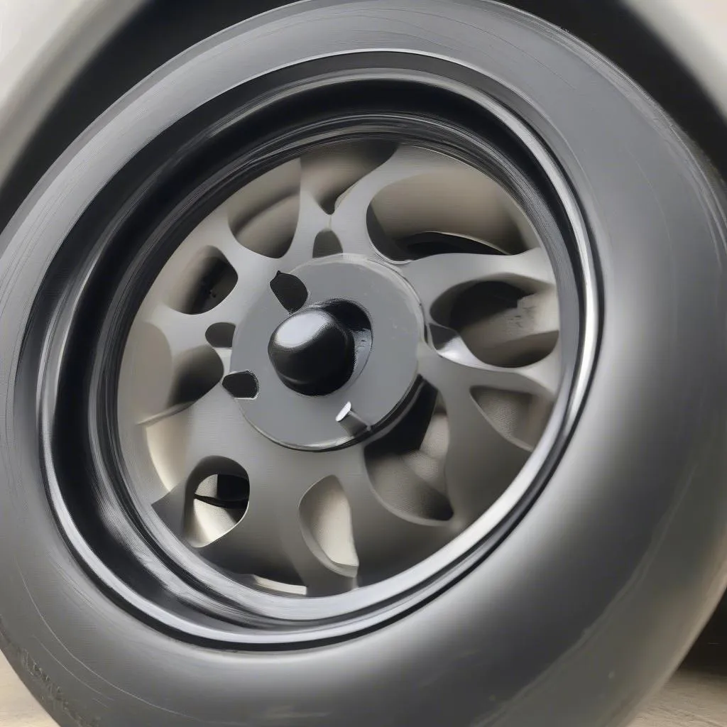 Close-up of trailer wheels