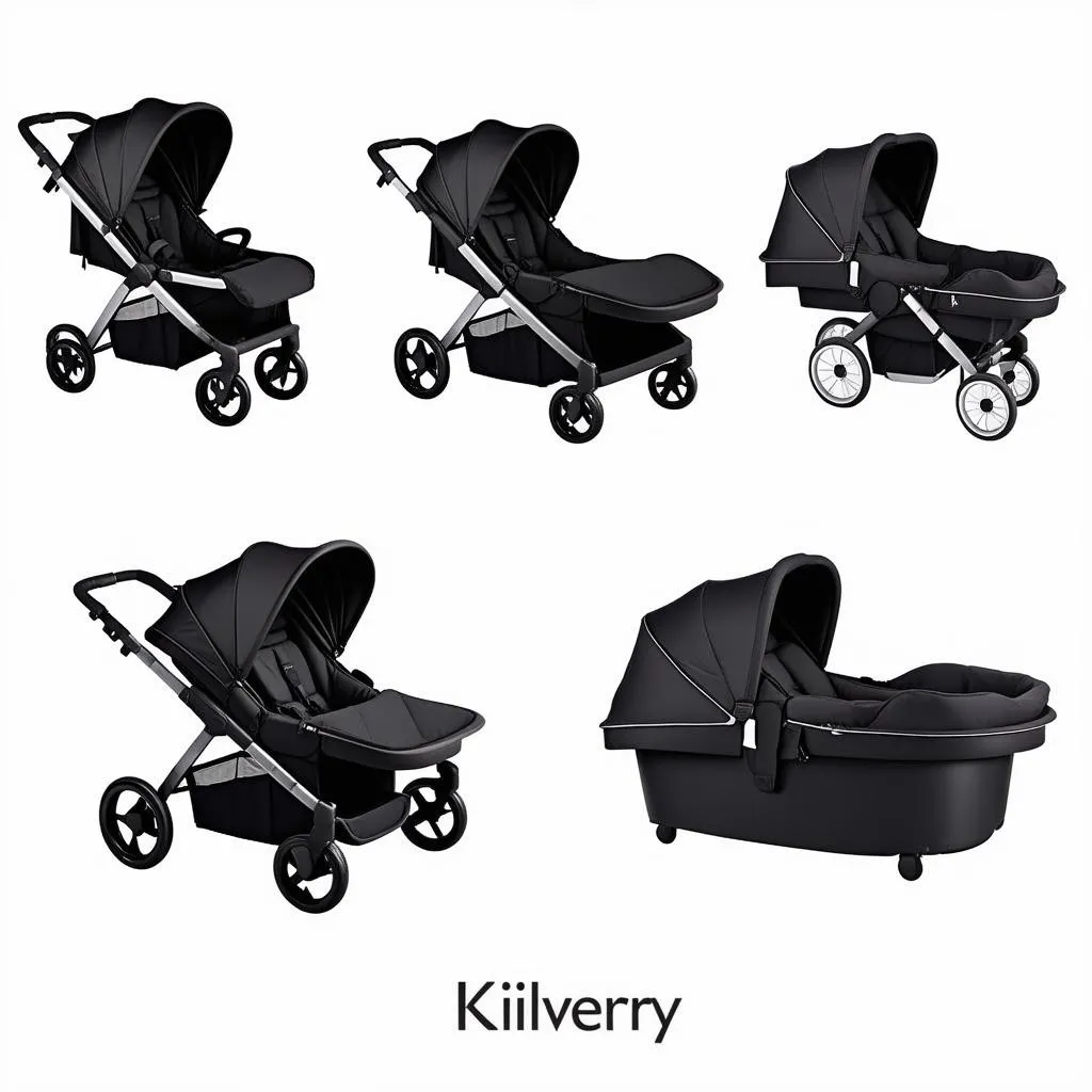 Different configurations of a triple stroller