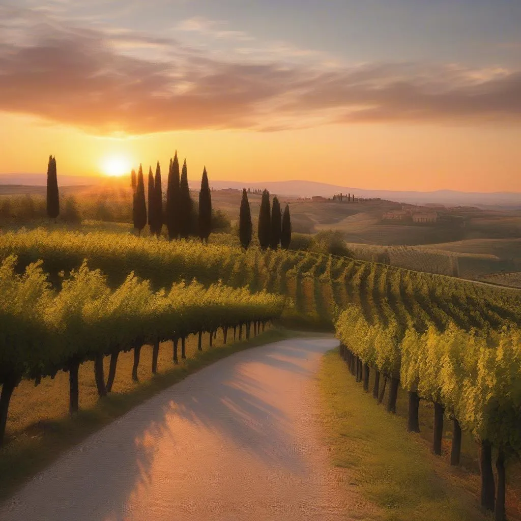 Tuscan Vineyard Sunset