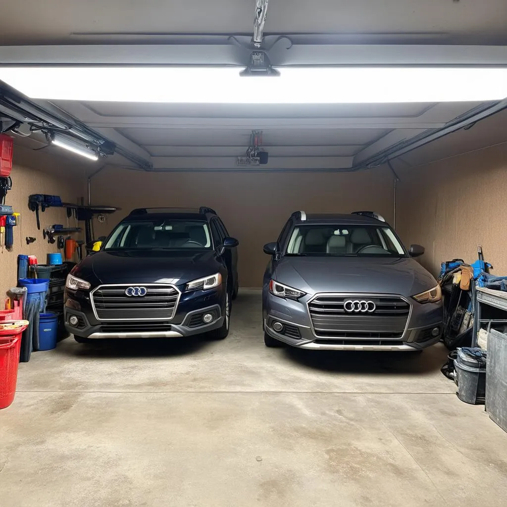 Two Cars in a Suburban Garage