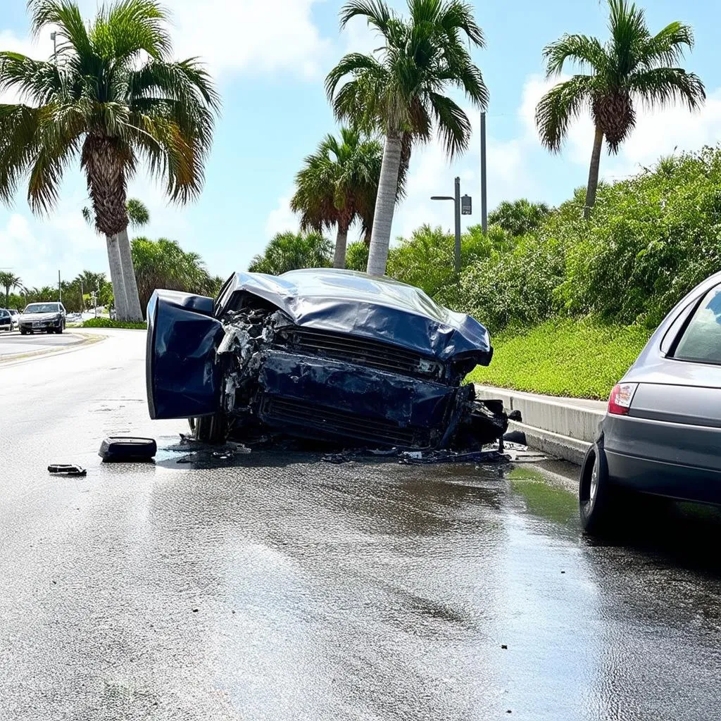 Car crash on a sunny day in Vero Beach