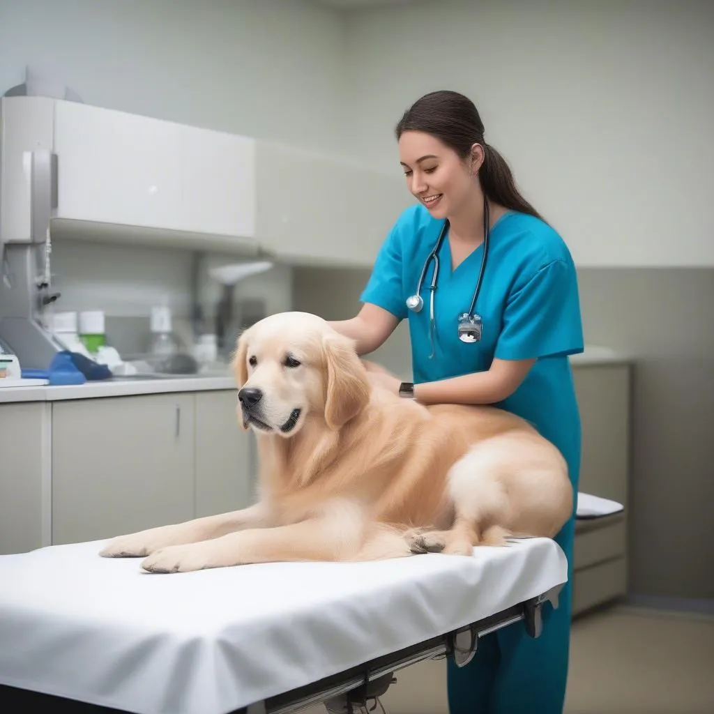 Veterinarian Examining a Dog