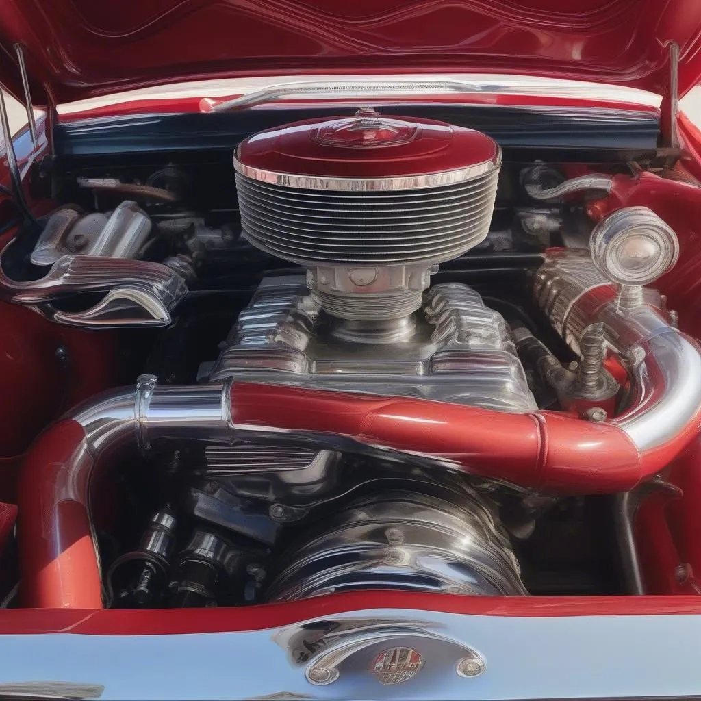 Vintage Car Engine Close-Up