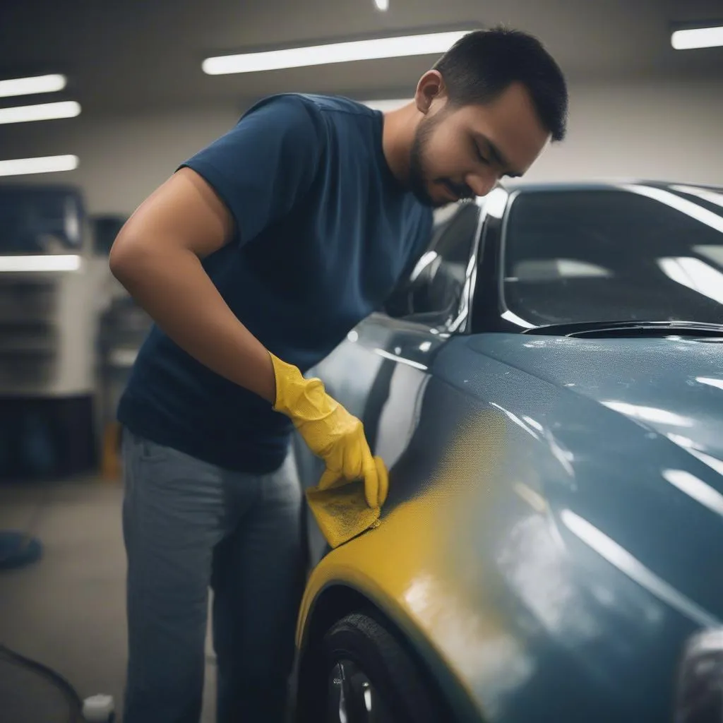 Waxing a car after painting