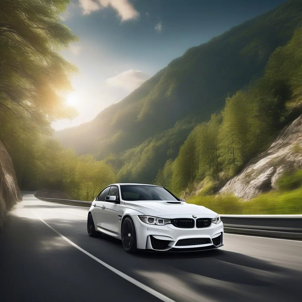 White BMW with Black Rims