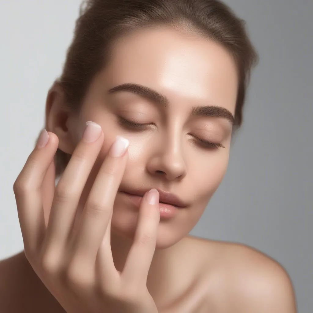 Woman applying serum