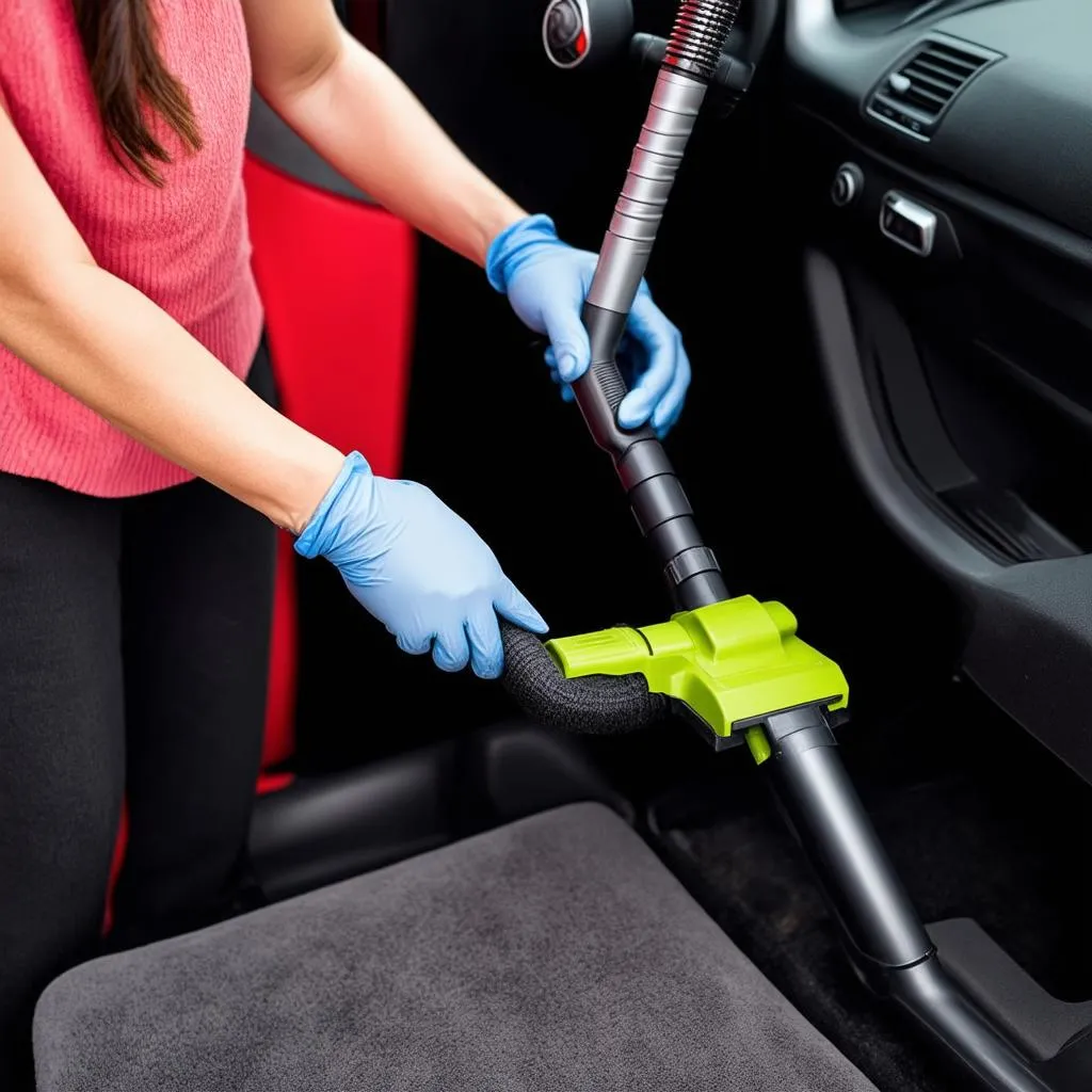 cleaning car interior