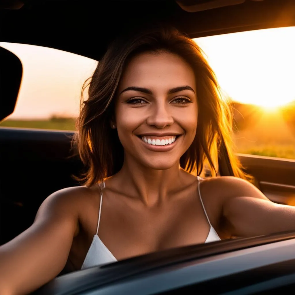 Woman Driving a Car