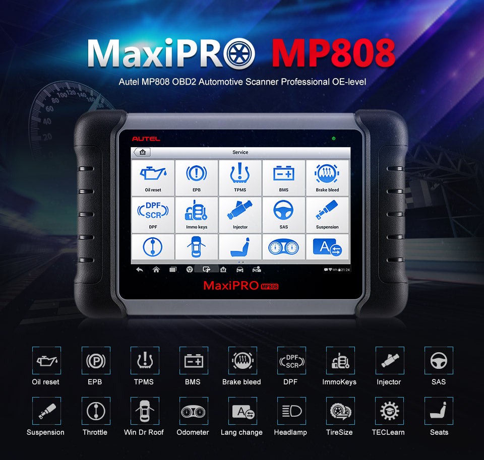 Autel MaxiPRO MP808 OBD2 Scanner Front View