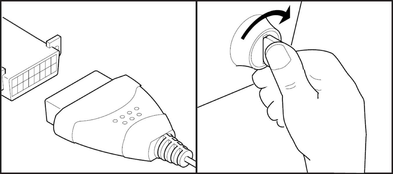 Connecting handheld OBD2 tool to vehicle Data Link Connector (DLC)