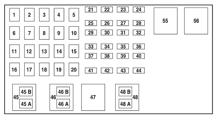 Power Distribution Box Diagram for a 2004 Ford Ranger 3.0L &amp; 4.0L Engines