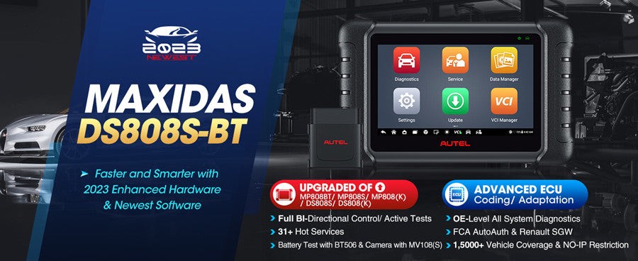 Autel MaxiDAS DS808S-BT Auto Diagnostic Tool Front View