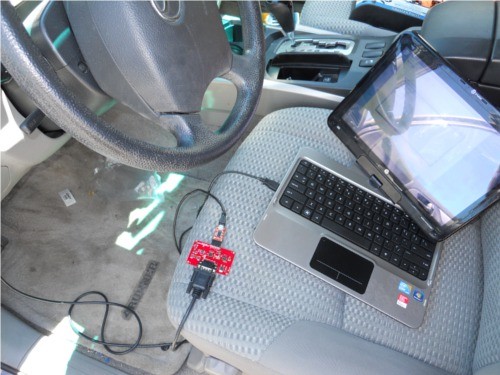 OBD-II UART connected to the car and the computer