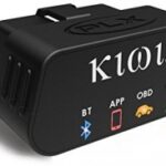 Kiwi 3 Bluetooth OBD2 Adapter plugged into OBD2 port, showcasing its low profile design