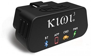 Kiwi 3 Bluetooth OBD2 Adapter plugged into OBD2 port, showcasing its low profile design