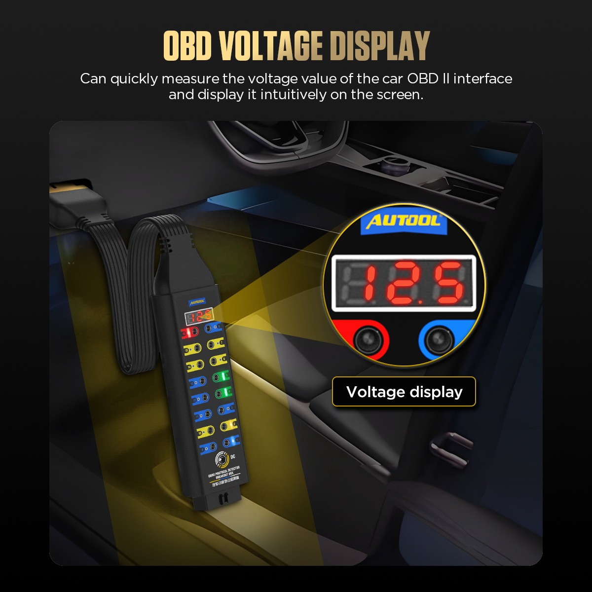 AUTOOL OBD2 Protocol Detector Voltage Display