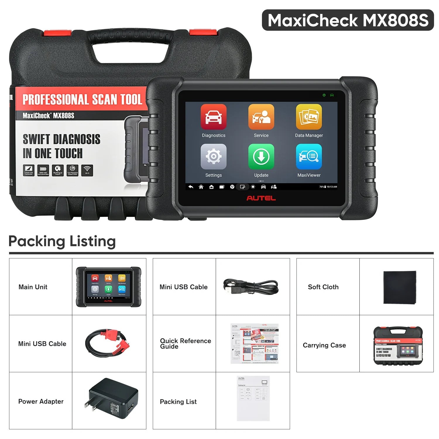 Autel MaxiCheck MX808S Package Contents