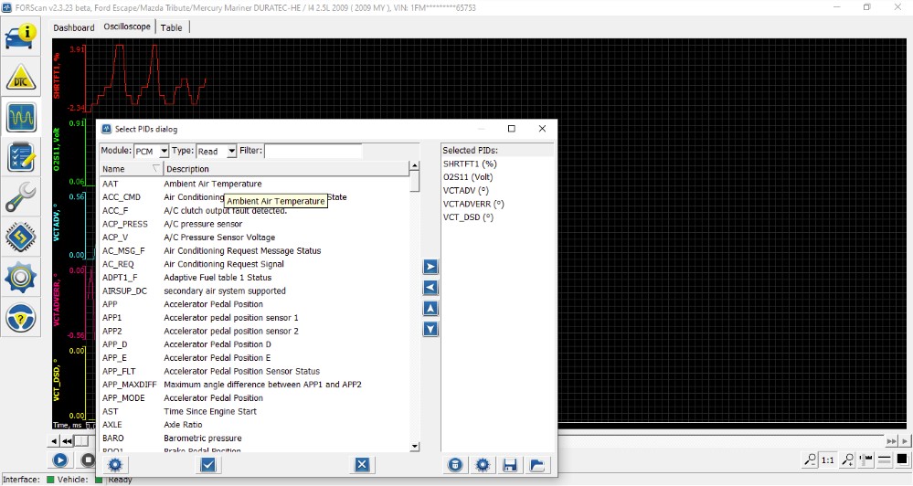 Selecting Data PIDs on Alldata OBD2 Scanner for Monitoring During Bidirectional Control Tests