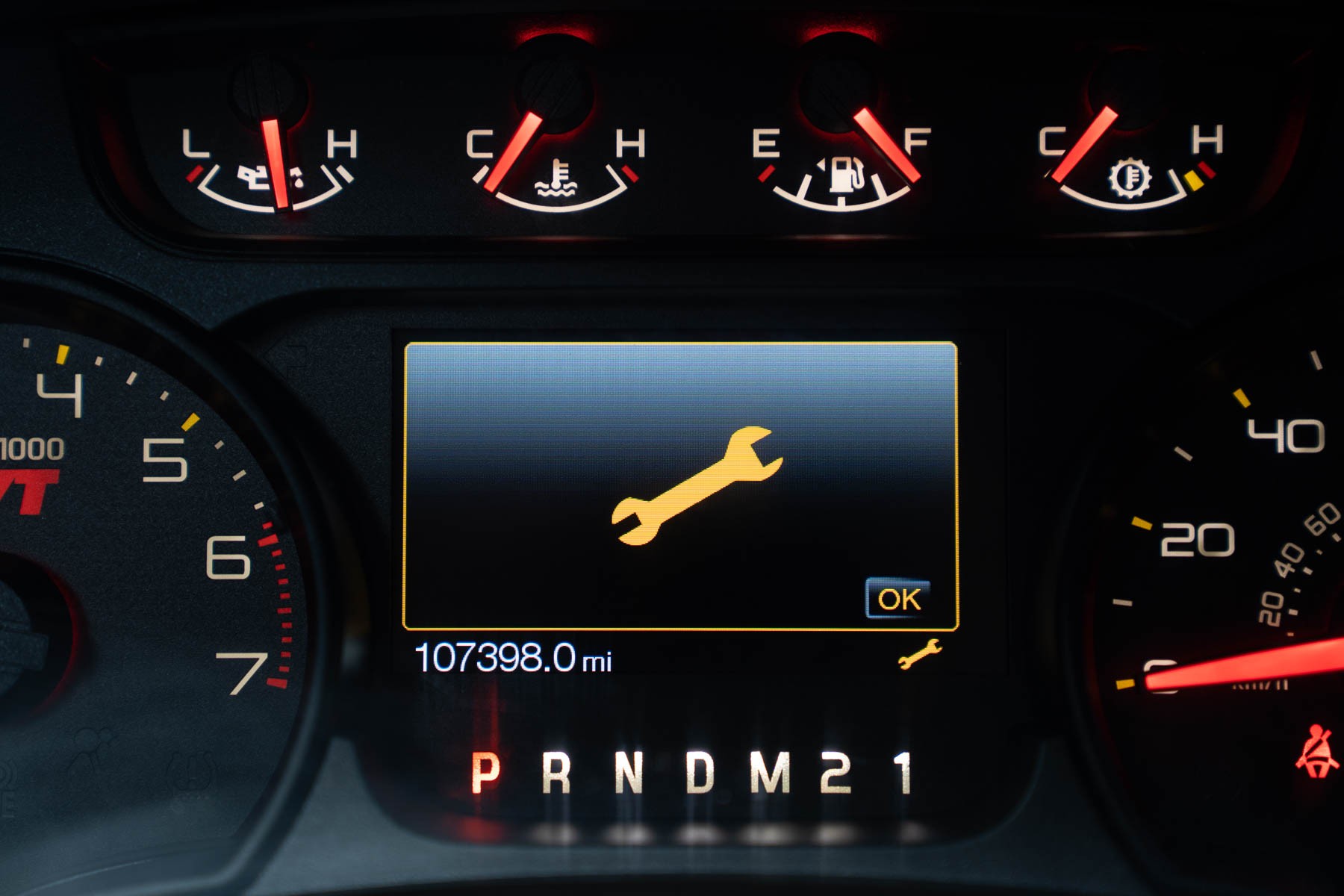 Screen display of an OBD2 scanner