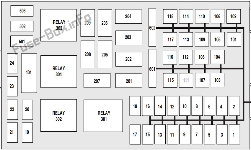 Under-hood fuse box diagram: Ford Crown Victoria (2007, 2008, 2009, 2010, 2011)