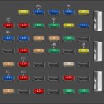 1997 Ford Club Wagon instrument panel fuse box location diagram. Shows layout of fuses for interior electrical components.