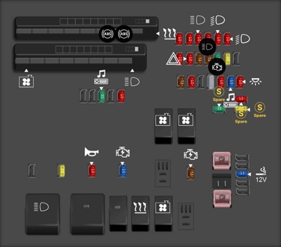 Engine compartment fuse box location in a 2013 Toyota Corolla, highlighting major components.