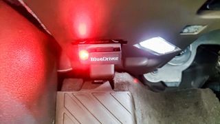 BlueDriver Pro Scan Tool LED indicator glowing red during firmware recovery