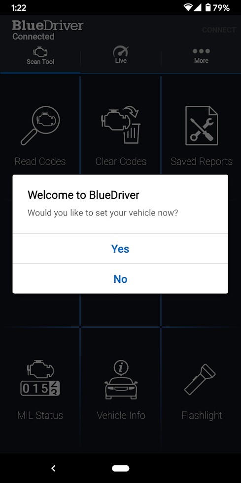 BlueDriver app prompting for manual VIN entry