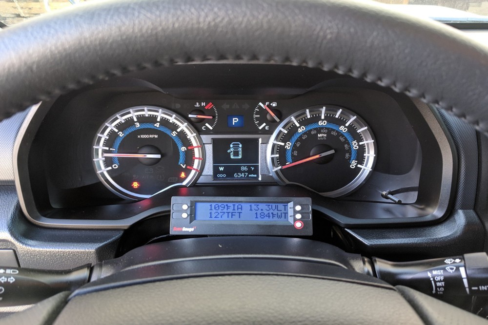 ScanGauge II mounted on the dashboard of a 5th Gen 4Runner