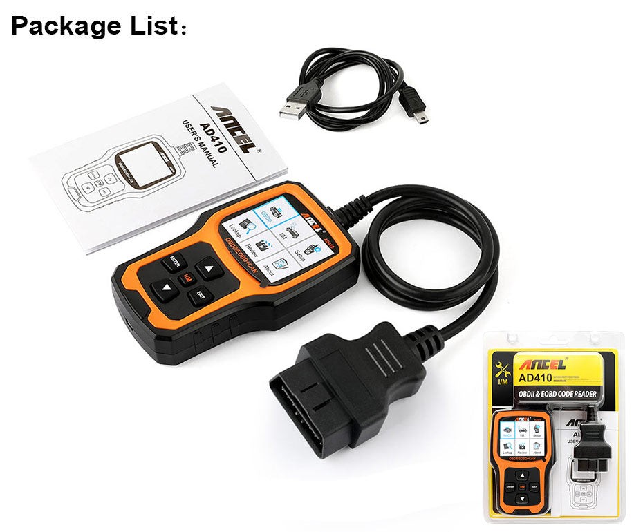 Ancel AD410 OBD2 Scanner Displaying Diagnostic Information