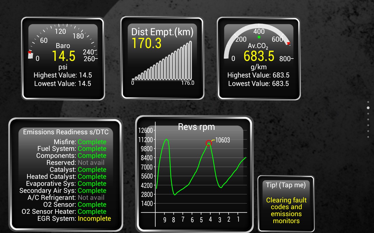 Torque App Gauges Displaying Real-time Vehicle Data